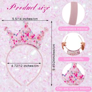 Jenaai 24 Packs Princess Crowns Headband Glitter Headbands Crown Party Favors Princess Birthday Party Decorations for Girls