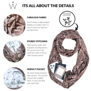 WAYPOINT GOODS Infinity Scarf with Pocket - Stylish Travel Loop Scarf for Women (Sienna)