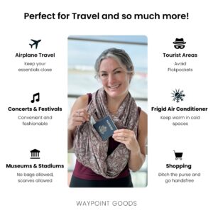 WAYPOINT GOODS Infinity Scarf with Pocket - Stylish Travel Loop Scarf for Women (Sienna)