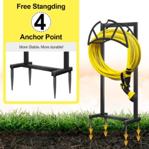 SHOMEXTOL Garden Hose Holder -Upgraded Hose Holder Holds,Freestanding Heavy Duty Hose Hanger,Sturdy Hose Stand and Hose Storage for Lawn & Yard,Black(Crescent-Style)