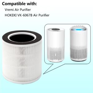 Lhari VK-6067B Filter Compatible with Vremi Air Purifier and HOKEKI VK-6067B Air Purifier, 3-in-1 H13 Grade True HEPA Filter, 2-Pack