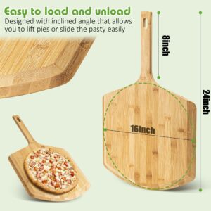 Pizza Peel 16 Inch, Natural Bamboo Pizza Peel Pizza Paddle Spatula Oven Accessory for Large Wood Pizza Board For Transferring & Serving, Wood Pizza Cutting Board for Cheese Bread Fruit Vegetables