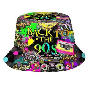 fashion retro 80s 90s bucket hat for men women packable sun cap rave party outfit accessories fisherman hat…