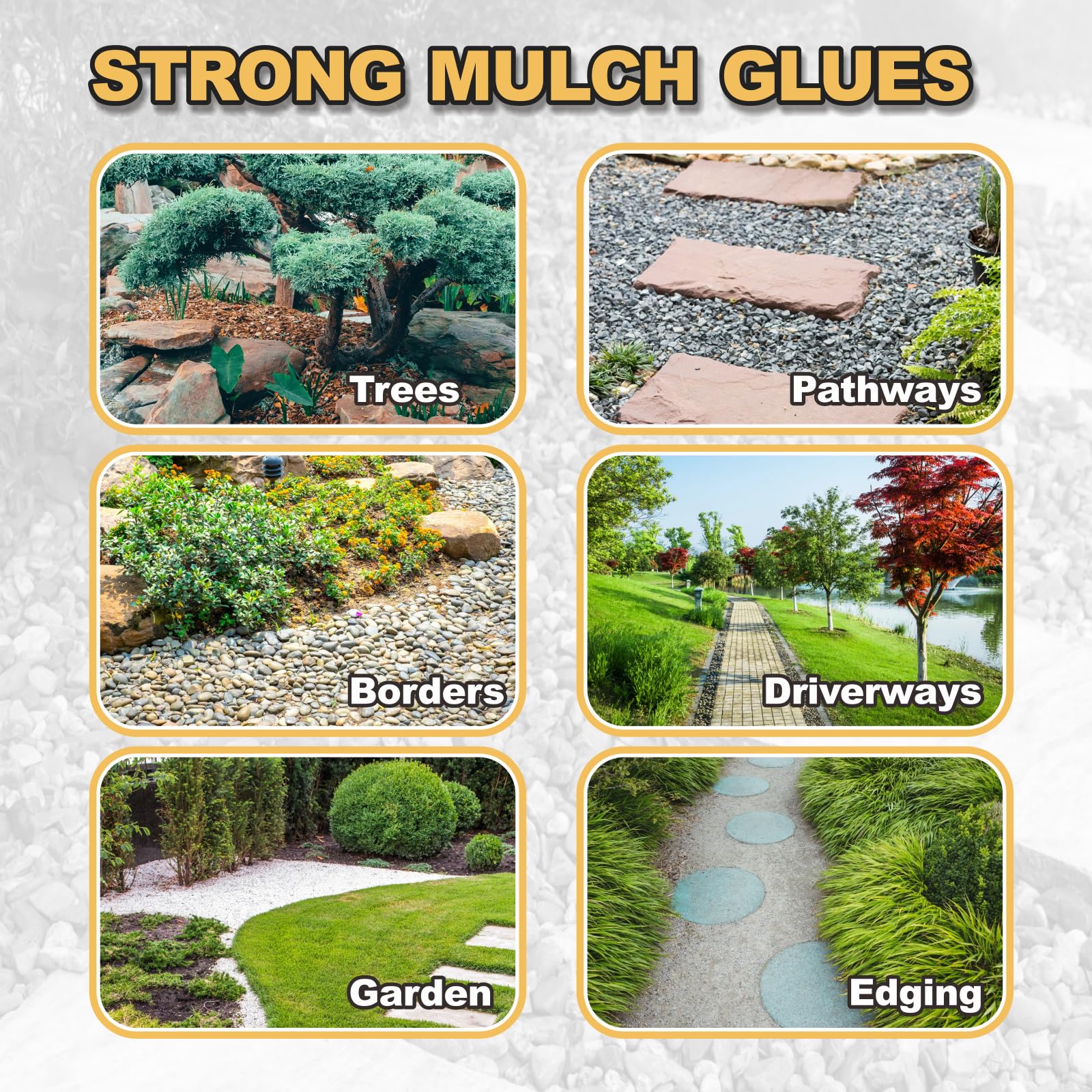 Oycevila Strong Concentrate Mulch Glue, Gravel Binder Mulch Glue, Non-Toxic Mulch Glue, Mulch Landscape Lock Adhesive Pea Gravel Stabilizer, Mulch Rock Glue for Landscaping Pea Gravel & Bark