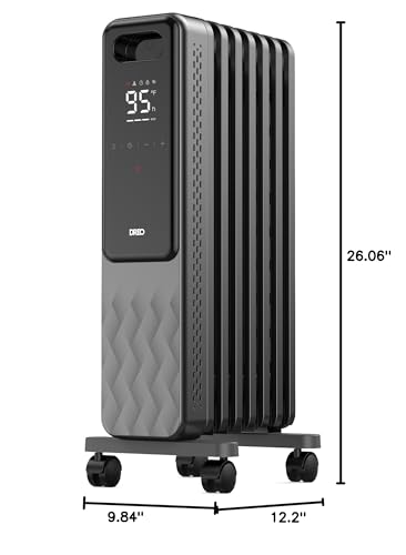 Dreo Oil Filled Radiator, Electric Radiant Heaters for indoor use Large Room with Remote Control, Child Lock, 4 Modes, Overheat & Tip-Over Protection, 24h Timer, Digital Thermostat, Quiet, 1500W