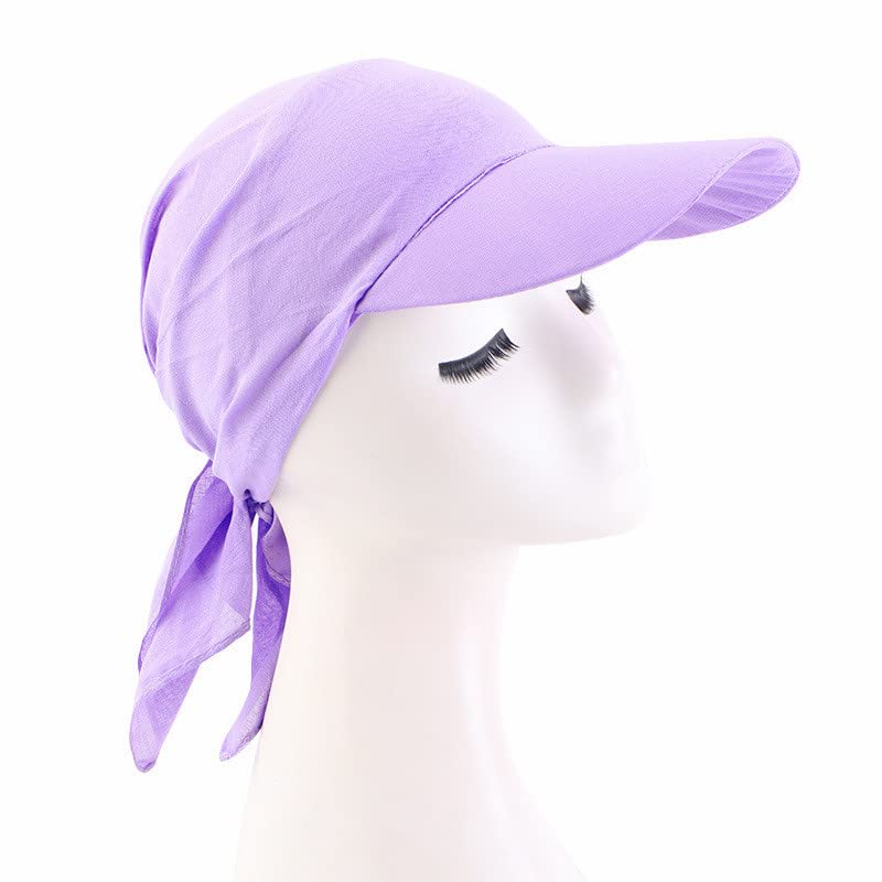 4 Pieces Womens Brim Bandana Scarf Cap Sun Visor with Pre-Tied Turban Headscarf Head Cover Scarf Wrap Beach Outdoor Hat