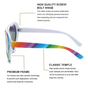 Gleyemor Polarized Heart Shaped Sunglasses for Women Trendy Glasses Fashion Accessories (Rainbow/Rainbow Mirror)