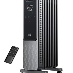 Dreo Oil Filled Radiator, Electric Radiant Heaters for indoor use Large Room with Remote Control, Child Lock, 4 Modes, Overheat & Tip-Over Protection, 24h Timer, Digital Thermostat, Quiet, 1500W