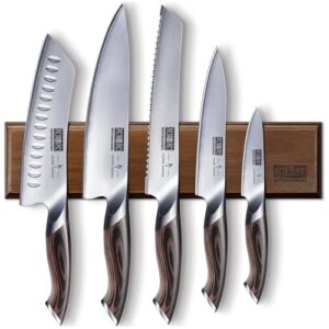 hoshanho knife set with magnetic knife holder, 6 pieces japanese aus-10 high carbon stainless steel kitchen knife set, ultra sharp professional chef knives sets