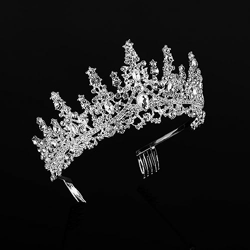 Zeyune 9 Pcs Tiaras and Crowns for Women Crystal Princess Tiara Rhinestone Brides Crown Tiara Queen Crown with Combs for Wedding Birthday Quinceanera Pageant Prom Hair Accessories(Silver)