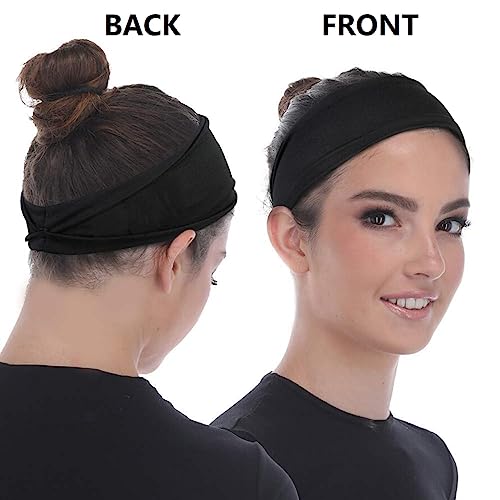 TERSE Headbands for Women, 4 inches Wide, Non Slip Women's Hair Bands, Stretchy Sweat Bands, Hair Accessories for Yoga Workout Every Day Basic Fashion, Black, White, Grey