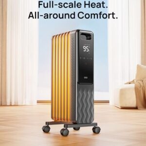 Dreo Oil Filled Radiator, Electric Radiant Heaters for indoor use Large Room with Remote Control, Child Lock, 4 Modes, Overheat & Tip-Over Protection, 24h Timer, Digital Thermostat, Quiet, 1500W