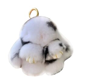 soft fluffy rabbit keychain cute plush bunny key rings plush bunny key rings faux fur keyring pompom keychain decoration (white)