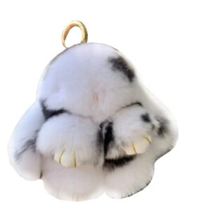 Soft Fluffy Rabbit Keychain Cute Plush Bunny Key Rings Plush Bunny Key Rings Faux Fur Keyring Pompom Keychain Decoration (white)