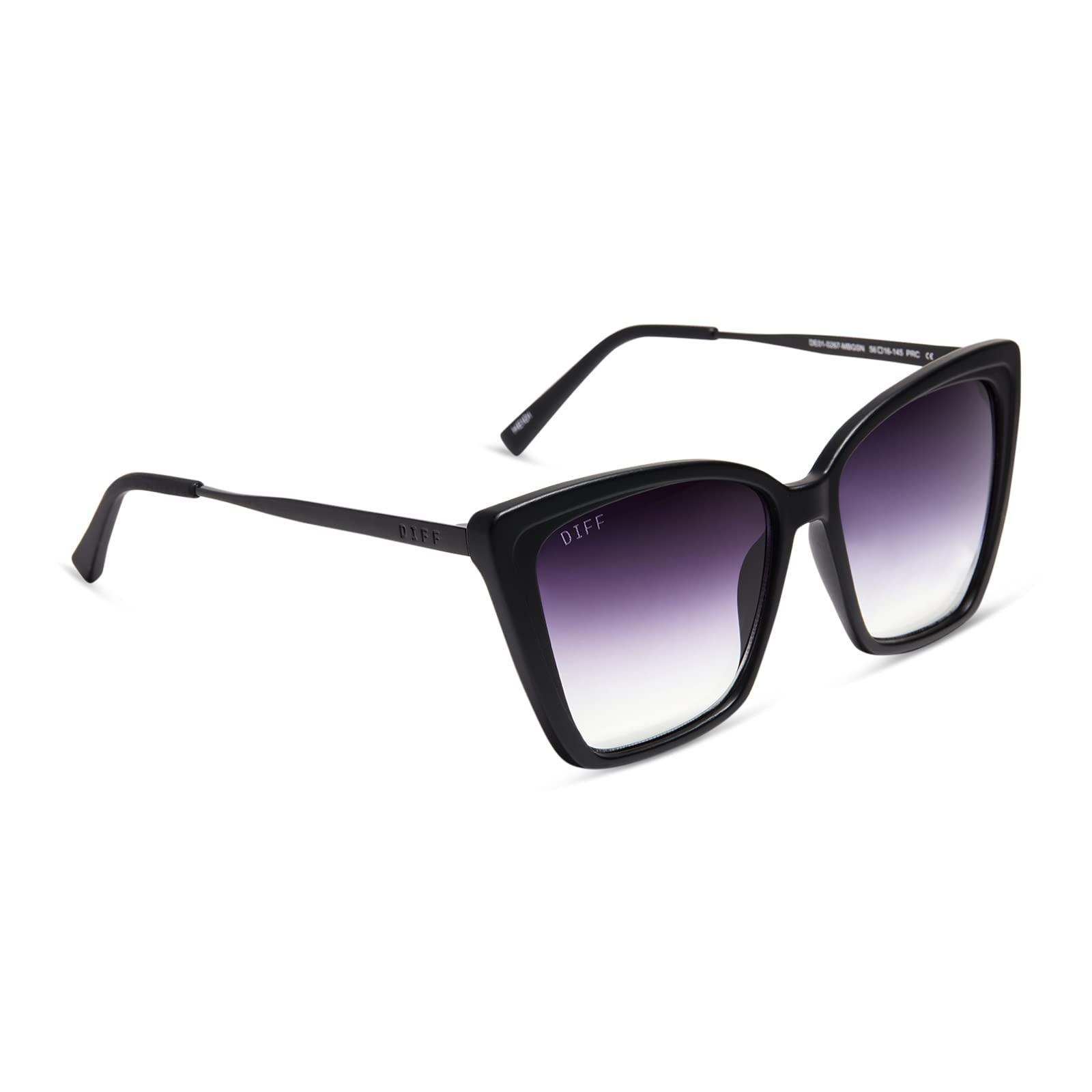 DIFF Heidi Oversized Cat Eye Sunglasses for Women, Lightweight bold thin metal stylish sunnies