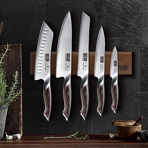 HOSHANHO Knife Set with Magnetic Knife Holder, 6 Pieces Japanese AUS-10 High Carbon Stainless Steel Kitchen Knife Set, Ultra Sharp Professional Chef Knives Sets