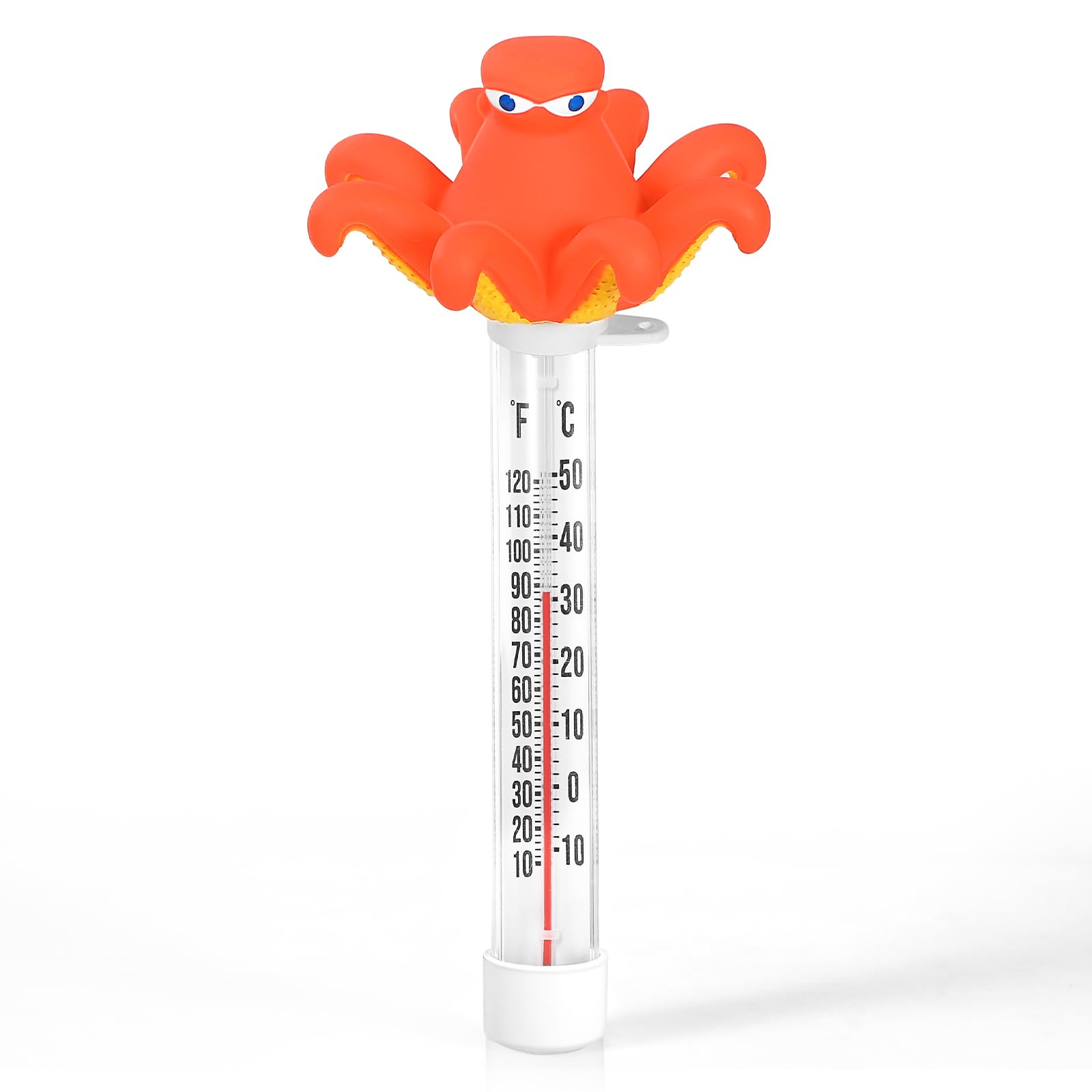 Floating Pool Thermometer, Large Display with String Easy to Read, Shatter Resistant, for Outdoor & Indoor Swimming Pools, Spas, Hot Tubs & Aquariums (Octopus)