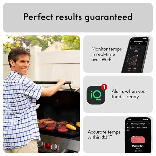 CHEF iQ Sense Smart Wireless Meat Thermometer with Ultra-Thin Probe, Unlimited Range Bluetooth Meat Thermometer, Digital Food Thermometer for Remote Monitoring of BBQ Grill, Oven, Smoker, Air Fryer