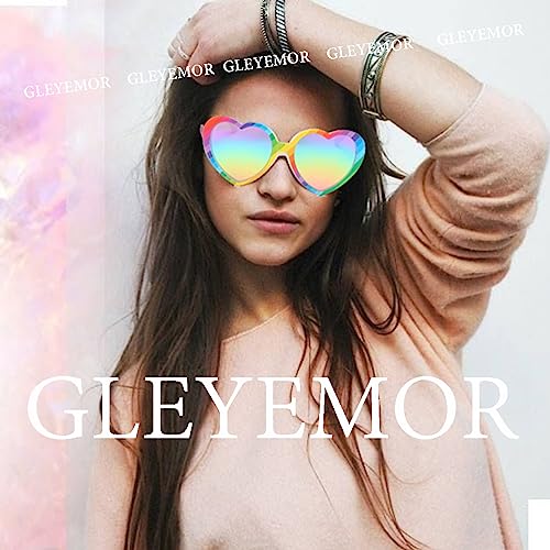 Gleyemor Polarized Heart Shaped Sunglasses for Women Trendy Glasses Fashion Accessories (Rainbow/Rainbow Mirror)