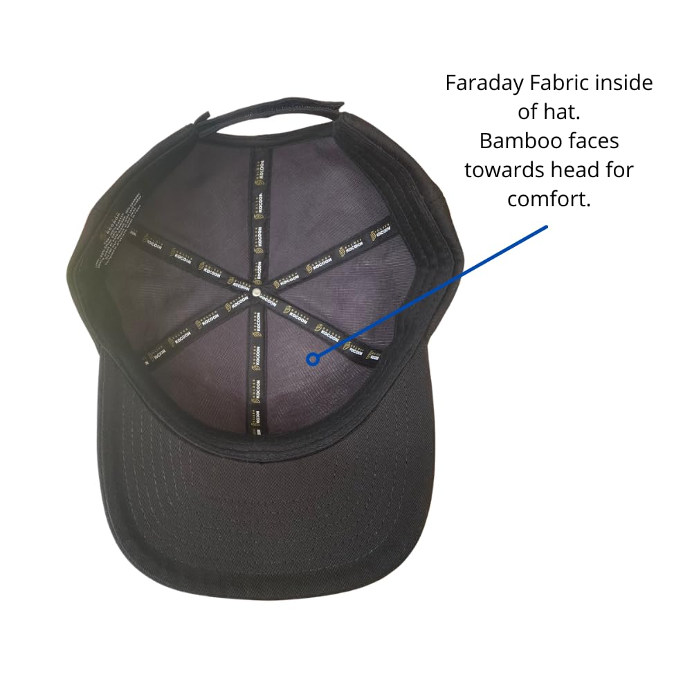 Golden Kocoon® -E-M-F Cap Hat in Black-Bamboo Lyocell Faraday Fabric Silver Liner -5 g,Cell Towers,Bluetooth,Smart Meters &WiFi- Golden Cocoon