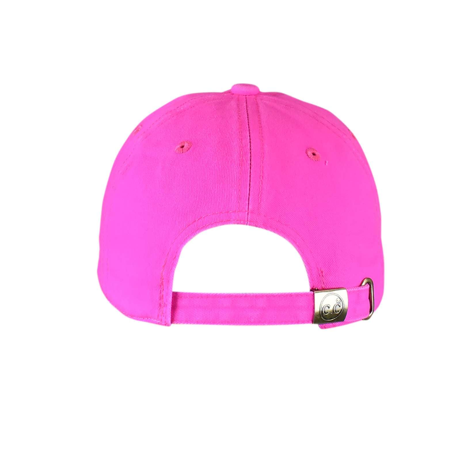 C.C Unisex Classic Blank Low Profile Cotton Unconstructed Baseball Cap Dad Hat, Neon Pink