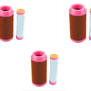 HUAWELL 6 Pcs Inner Outer Air Filter for Kubota ZD323 ZD326 ZD331 Zero Turn Lawn Mowers Replaces Part# K3181-82250 & K3181-82240