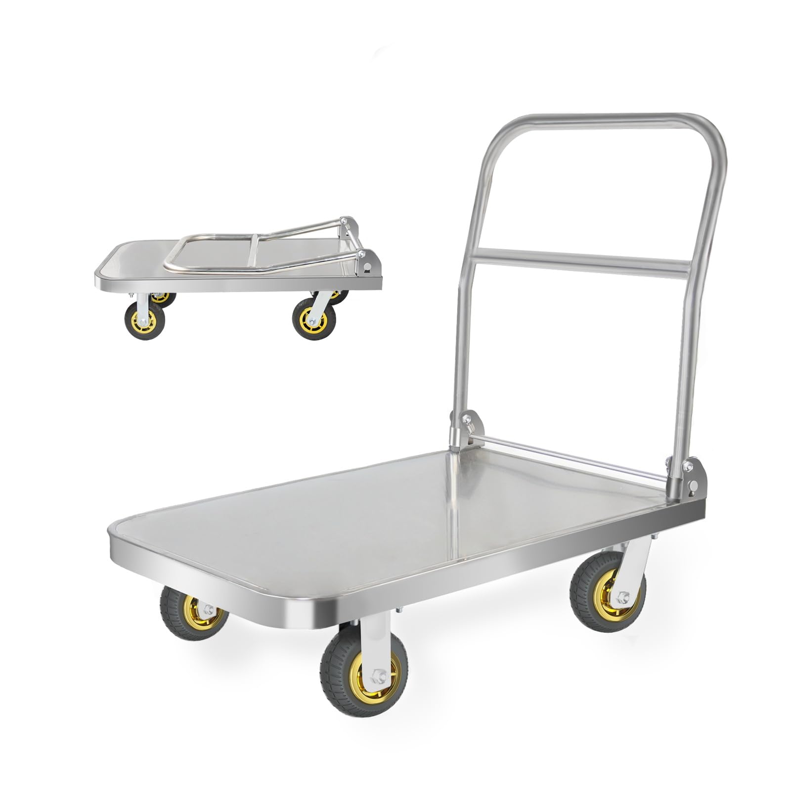 Uholan Dolly Cart Heavy Duty Hand Truck 660lbs Stainless Steel Folding Cart with Wheels Used for Warehouse Transport Groceries Heavy-Duty Utility Hand Truck