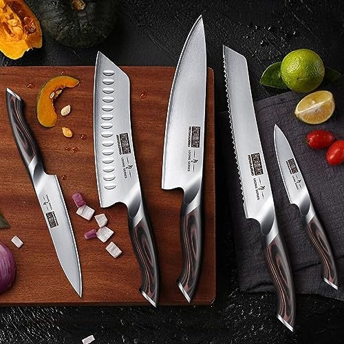 HOSHANHO Knife Set with Magnetic Knife Holder, 6 Pieces Japanese AUS-10 High Carbon Stainless Steel Kitchen Knife Set, Ultra Sharp Professional Chef Knives Sets