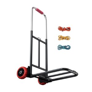 Almencla Folding Hand Truck Load 70kg Heavy Duty Rubber Wheels Portable Utility Cart Luggage Trolley Cart Hand Cart for Office Moving Outdoor Shopping