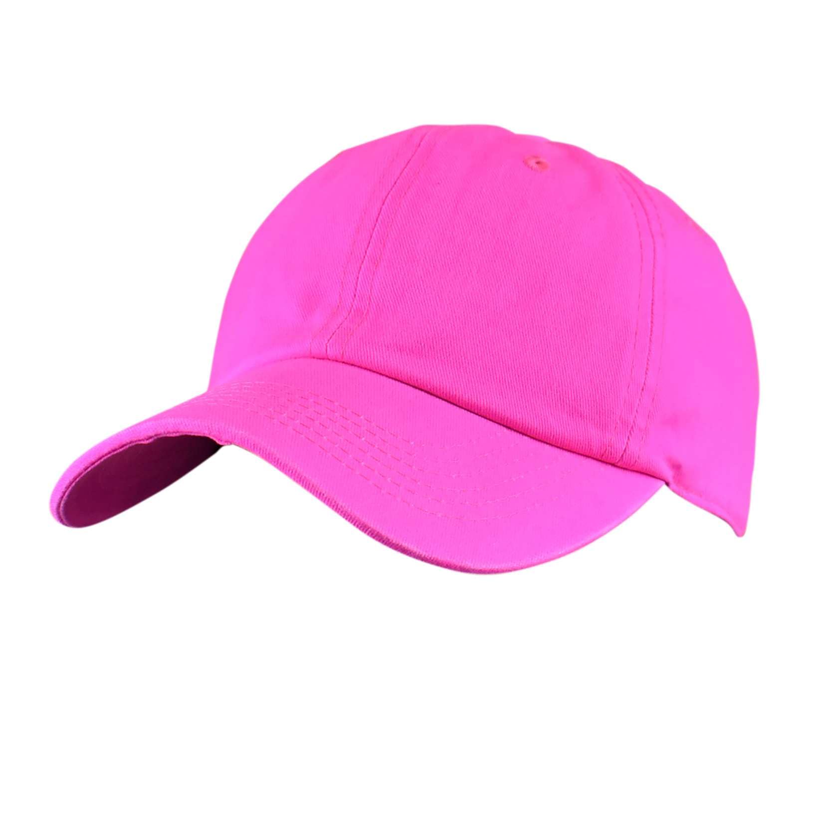 C.C Unisex Classic Blank Low Profile Cotton Unconstructed Baseball Cap Dad Hat, Neon Pink