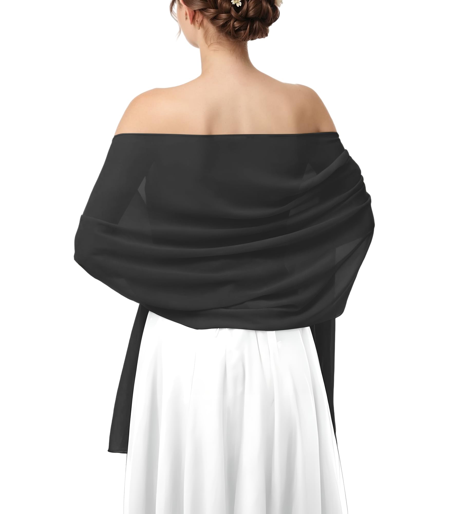 joyliveCY Shawls and Wraps for Evening Dresses, Chiffon Shawl Wraps for Women, Elegant Shawls for Bridal Party, Lightweight Shawl for Dresses or Formal Occasions, Bride Bridesmaid Shawl for Wedding