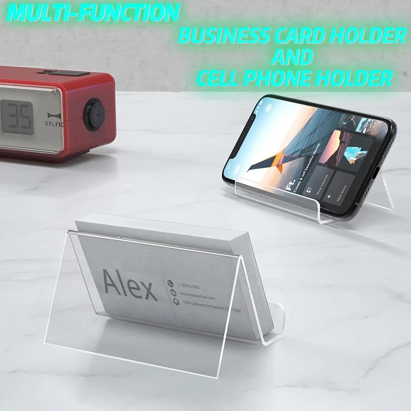 KEHHVCY Business Card Holder for Desk, Business Card Holders Holds Up to 60 Cards, Clear Business Card Holder, Acrylic Card Holder for Business Card Display, Exhibition and Office(3 Pcs