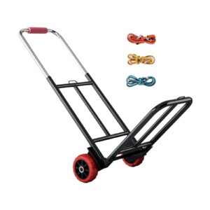 Almencla Folding Hand Truck Load 70kg Heavy Duty Rubber Wheels Portable Utility Cart Luggage Trolley Cart Hand Cart for Office Moving Outdoor Shopping