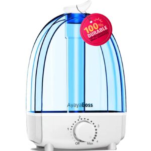 ayayaboss small humidifiers for bedroom, ultrasonic air humidifiers for home, 3.2l cool mist humidifier, auto shut off, 360° nozzle for single room, baby room, small house, kids nursery, indoor plant