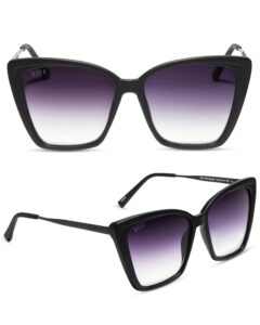 diff heidi oversized cat eye sunglasses for women, lightweight bold thin metal stylish sunnies