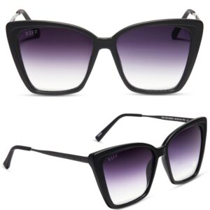 DIFF Heidi Oversized Cat Eye Sunglasses for Women, Lightweight bold thin metal stylish sunnies