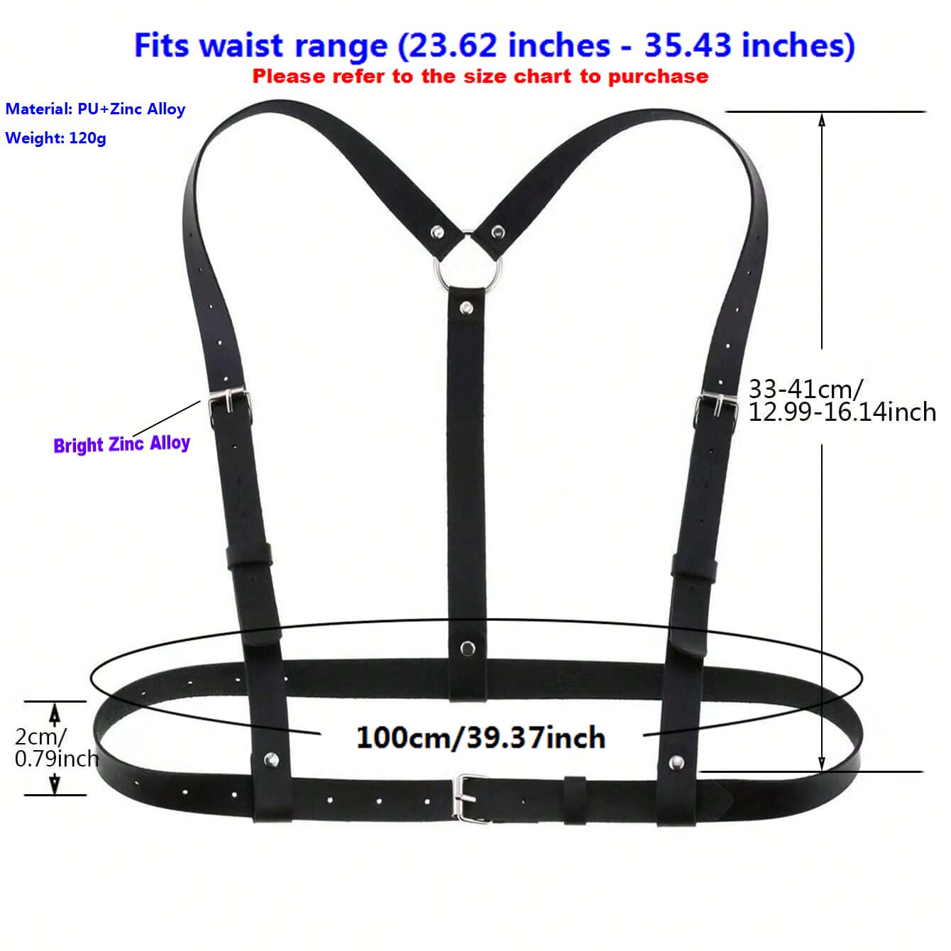 Ulekuke Punk Black Leather Body Harness Belt for Women Gothic Adjustable Waist Belts Fashion Accessories (Black D)