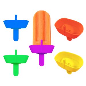 5pcs drip free popsicle holder, reusable silica gel popcical holder, silicone burr-free safety mess free frozen treats holder with straw popsicle holder for kids (5 colors)