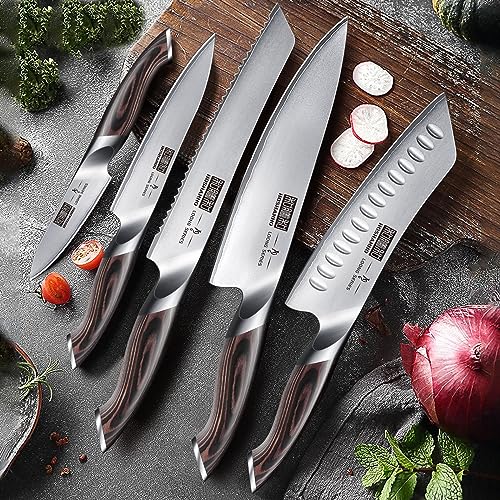 HOSHANHO Knife Set with Magnetic Knife Holder, 6 Pieces Japanese AUS-10 High Carbon Stainless Steel Kitchen Knife Set, Ultra Sharp Professional Chef Knives Sets