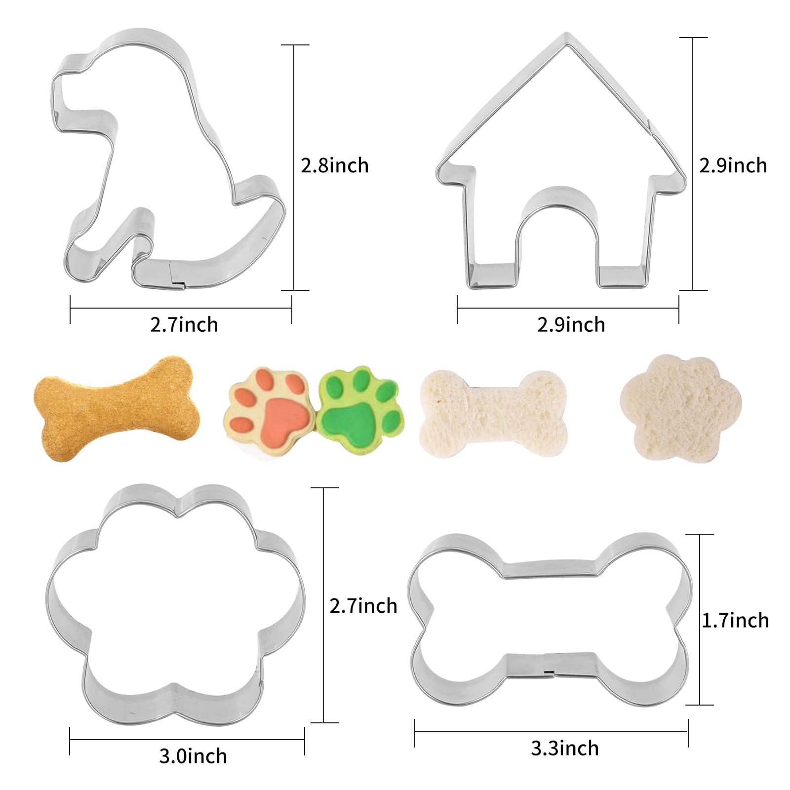 Dog Bone Cookie Cutter ANCKNE Bone Shape Cookie Cutter set Stainless Steel Homemade Dog Biscuit Treats Cutter 4 Pieces