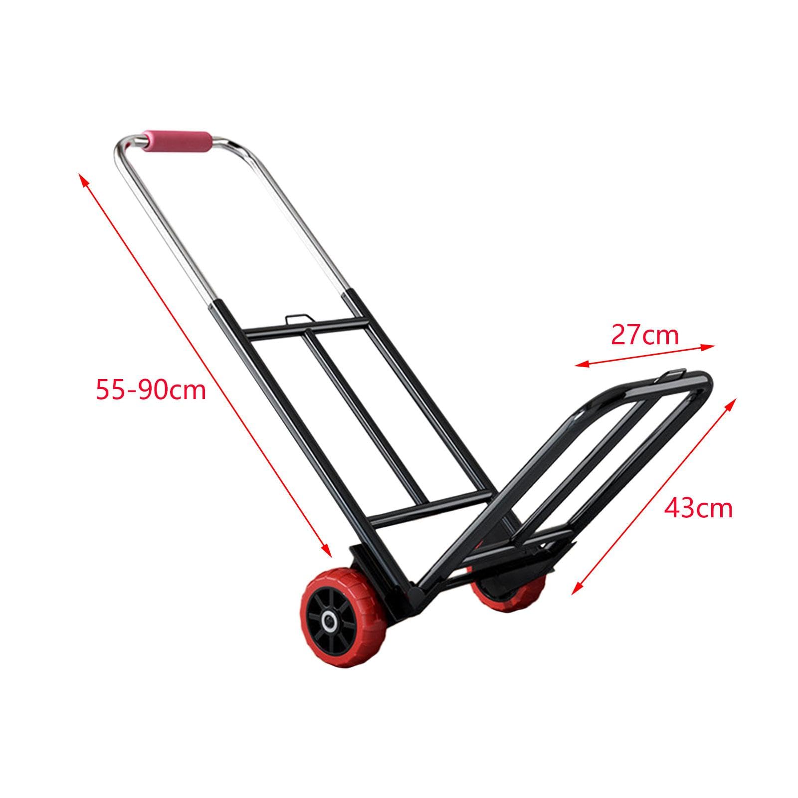 Almencla Folding Hand Truck Load 70kg Heavy Duty Rubber Wheels Portable Utility Cart Luggage Trolley Cart Hand Cart for Office Moving Outdoor Shopping