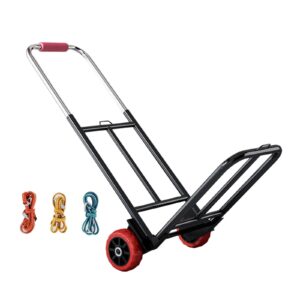 Almencla Folding Hand Truck Load 70kg Heavy Duty Rubber Wheels Portable Utility Cart Luggage Trolley Cart Hand Cart for Office Moving Outdoor Shopping