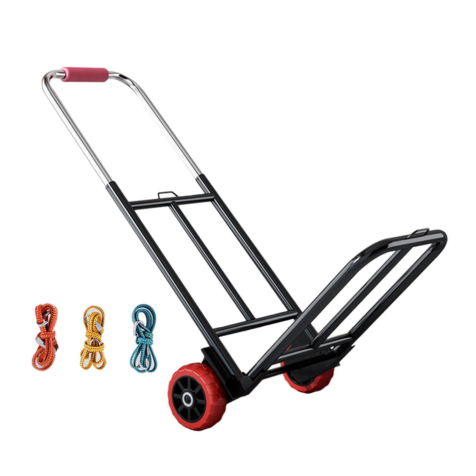 Almencla Folding Hand Truck Load 70kg Heavy Duty Rubber Wheels Portable Utility Cart Luggage Trolley Cart Hand Cart for Office Moving Outdoor Shopping