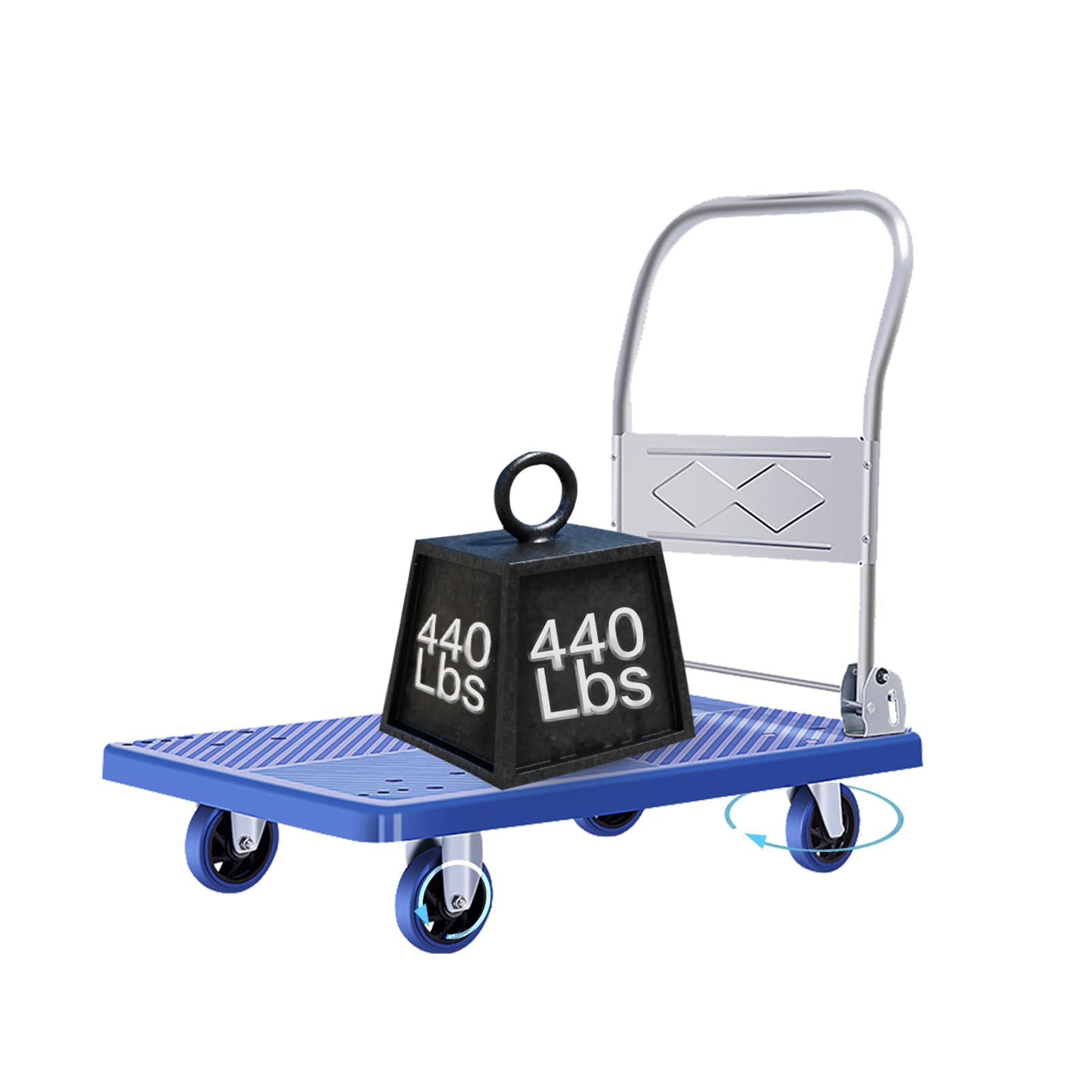 Push Cart Dolly Foldable (330lbs, Blue)