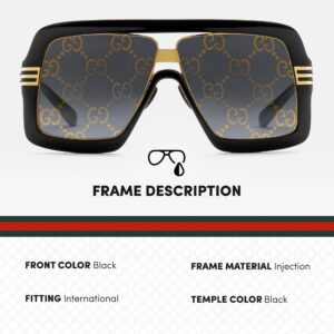 Gucci GG0900S Designer Flat Top Mask Logo Lenses Sunglasses: Mask Frame Eyewear with Non-Polarized Lenses - Epitome of Luxury and Style