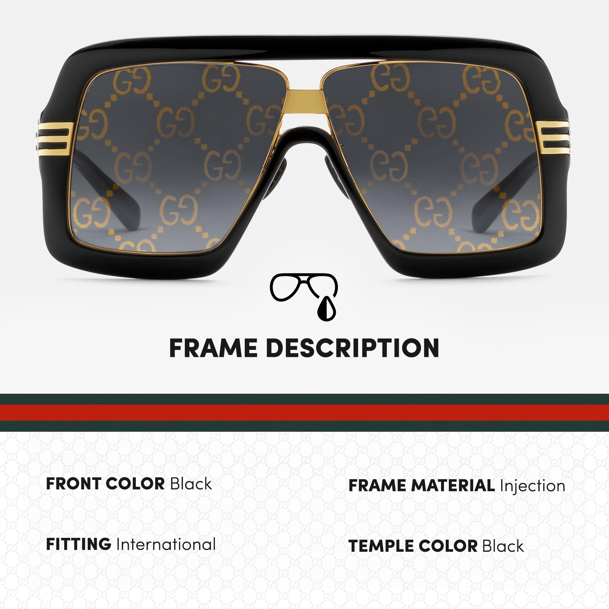 Gucci GG0900S Designer Flat Top Mask Logo Lenses Sunglasses: Mask Frame Eyewear with Non-Polarized Lenses - Epitome of Luxury and Style