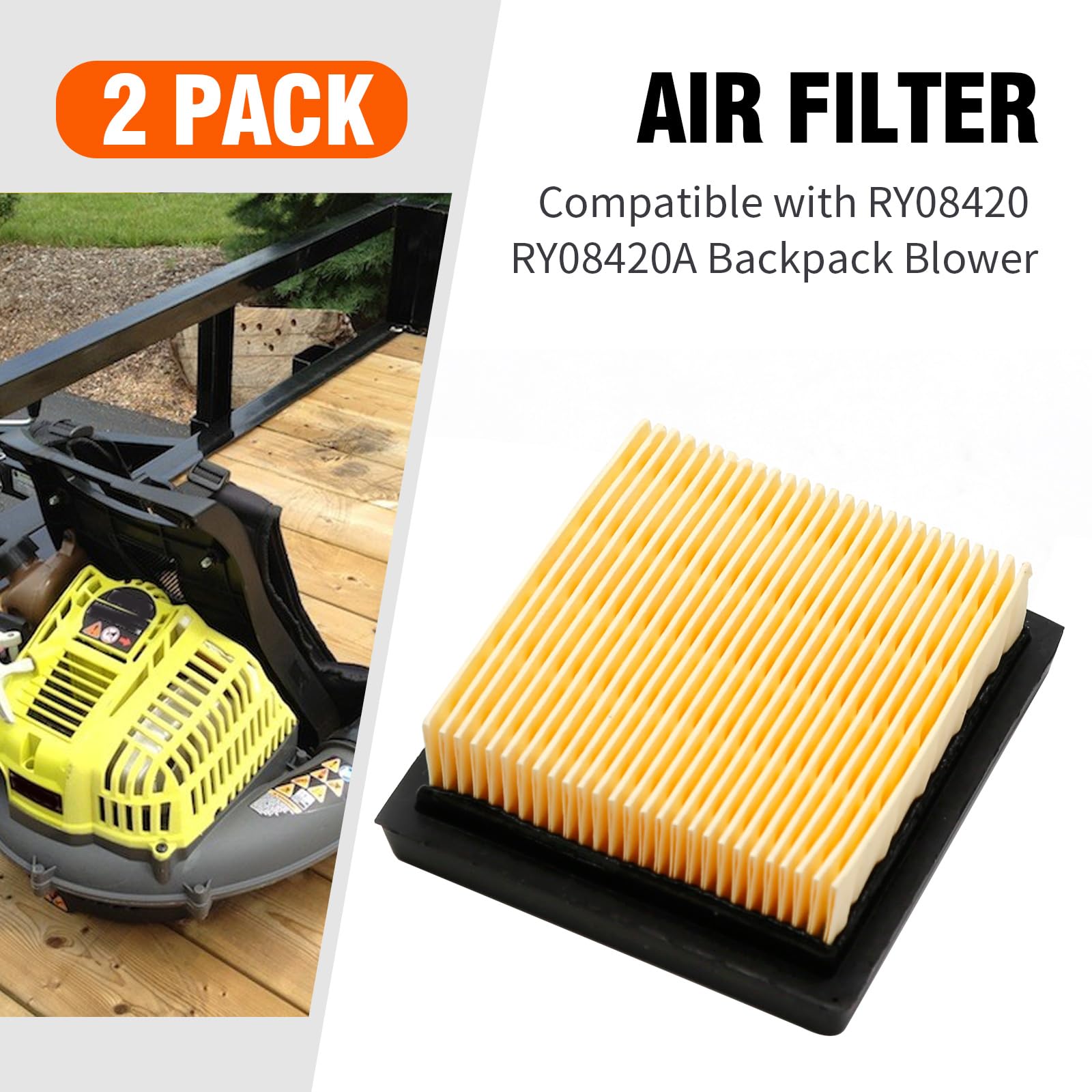 SYOWADA 2PCS 900777005 Air Filter Replacement for Ryobi RY08420 RY08420A RY42BPEMC RY42WB BP42