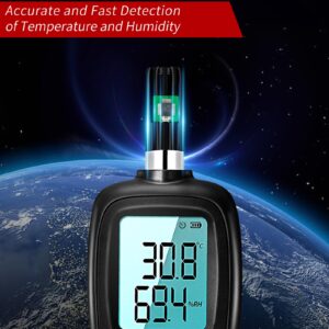 APOMONO WT83 Temperature Humidity Meter, High Precision Thermometer Hygrometer with Ambient Dew Point Wet Bulb Temperature Indoor Outdoor, Max/Min Data Hold, 1000 Sets Data Log, Batteries Included