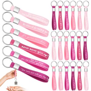 sasylvia 24 pcs inspirational quote keychains bulk for women men girls party favor gifts silicone motivational quote keychain rings (pink)