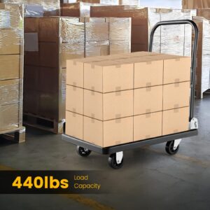 S AFSTAR Folding Platform Truck, Push Cart Dolly with 360° Swivel Wheels & 440lb Weight Capacity, Moving Hand Truck, Foldable Flatbed Cart, Push Cart Dolly for Loading and Easy Storage (28" x 19")